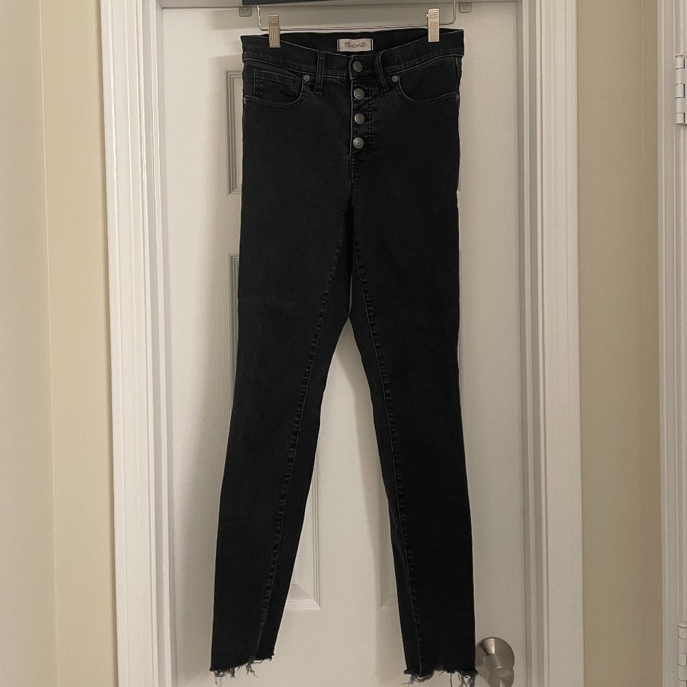 Madewell Black High Waist Button Fly Raw Hem Jeans 28T